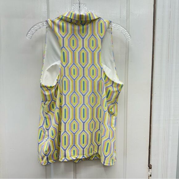 NWOT Sigrid Olsen Golf Tennis geometric Sleeveless tank top shirt women's large - Picture 4 of 8